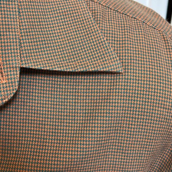 Viyella Mens Shooting Shirt Wool Blend Orange Green Houndstooth Long Slv Size Lg - Picture 8 of 9